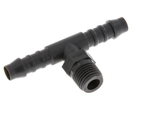 8 mm (5/16'') & R1/4'' PA 6 Tee Hose Barb with Male Threads [10 Pieces]