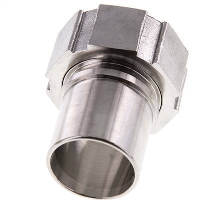 38 mm (1-1/2'') & G1-1/2'' Stainless Steel 1.4401 Hose Barb Union Nut Flat Sealing PTFE Safety collars EN 14420-5 (DIN 2817)