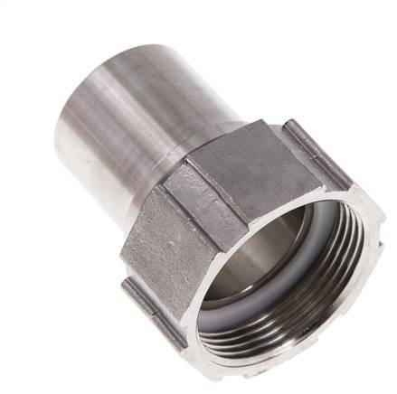 38 mm (1-1/2'') & G1-1/2'' Stainless Steel 1.4401 Hose Barb Union Nut Flat Sealing PTFE Safety collars EN 14420-5 (DIN 2817)