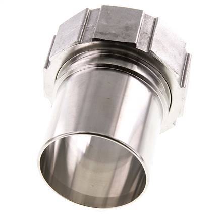 63 mm (2-1/2'') & G2-1/2'' Stainless Steel 1.4401 Hose Barb Union Nut Flat Sealing PTFE Safety collars EN 14420-5 (DIN 2817)