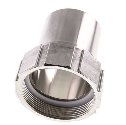 63 mm (2-1/2'') & G2-1/2'' Stainless Steel 1.4401 Hose Barb Union Nut Flat Sealing PTFE Safety collars EN 14420-5 (DIN 2817)