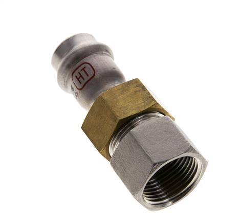 Union Press Fitting - 18mm Female & Rp 3/4'' Female - Stainless Steel Flat Sealing