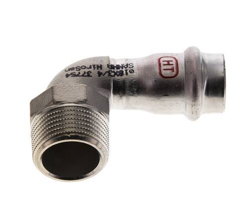 90deg Elbow Press Fitting - 18mm Female & R 3/4'' Male - Stainless Steel