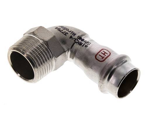 90deg Elbow Press Fitting - 18mm Female & R 3/4'' Male - Stainless Steel