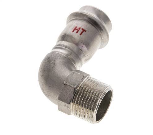 90deg Elbow Press Fitting - 22mm Female & R 3/4'' Male - Stainless Steel
