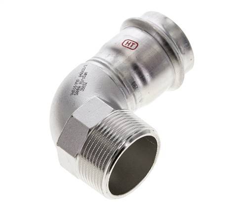 90deg Elbow Press Fitting - 42mm Female & R 1-1/2'' Male - Stainless Steel