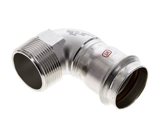 90deg Elbow Press Fitting - 42mm Female & R 1-1/2'' Male - Stainless Steel