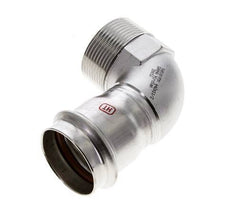 90deg Elbow Press Fitting - 42mm Female & R 1-1/2'' Male - Stainless Steel