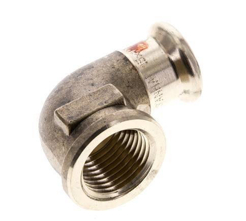 90deg Elbow Press Fitting - 15mm Female & Rp 1/2'' Female - Copper alloy