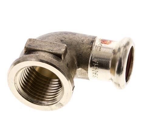 90deg Elbow Press Fitting - 15mm Female & Rp 1/2'' Female - Copper alloy