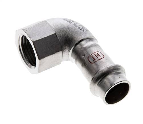 90deg Elbow Press Fitting - 15mm Female & Rp 1/2'' Female - Stainless Steel