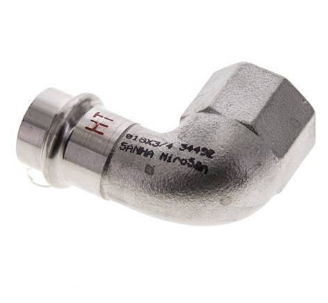 90deg Elbow Press Fitting - 18mm Female & Rp 3/4'' Female - Stainless Steel