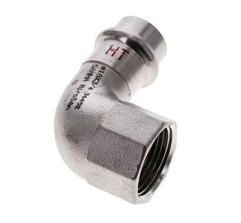 90deg Elbow Press Fitting - 18mm Female & Rp 3/4'' Female - Stainless Steel