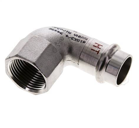 90deg Elbow Press Fitting - 18mm Female & Rp 3/4'' Female - Stainless Steel