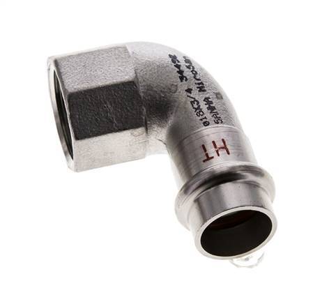 90deg Elbow Press Fitting - 18mm Female & Rp 3/4'' Female - Stainless Steel