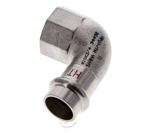 90deg Elbow Press Fitting - 18mm Female & Rp 3/4'' Female - Stainless Steel