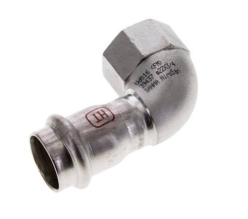 90deg Elbow Press Fitting - 22mm Female & Rp 3/4'' Female - Stainless Steel