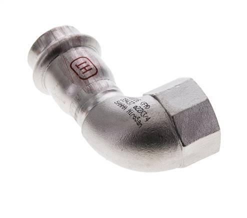 90deg Elbow Press Fitting - 22mm Female & Rp 3/4'' Female - Stainless Steel