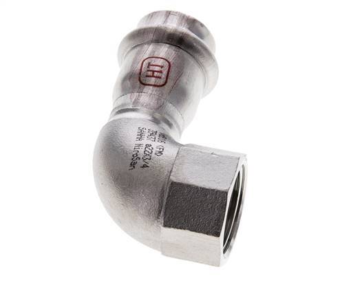 90deg Elbow Press Fitting - 22mm Female & Rp 3/4'' Female - Stainless Steel