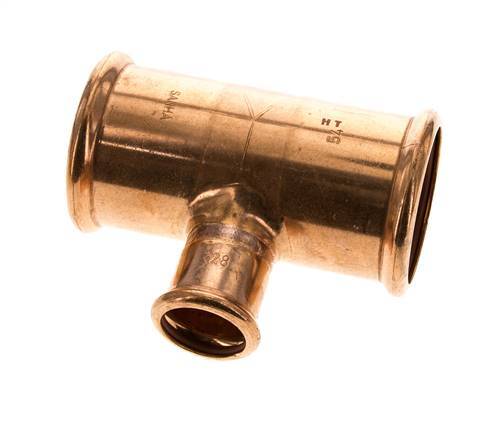 Tee Press Fitting - 28mm Female & 54mm - Copper alloy