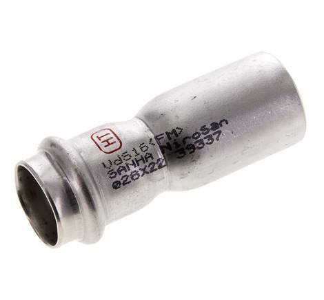 Press Fitting - 22mm Female & 28mm Male - Stainless Steel