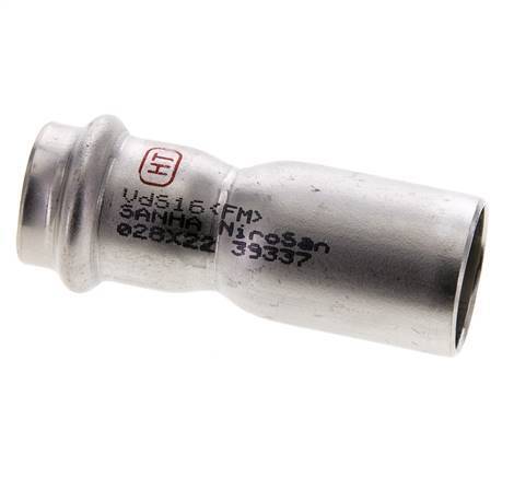 Press Fitting - 22mm Female & 28mm Male - Stainless Steel