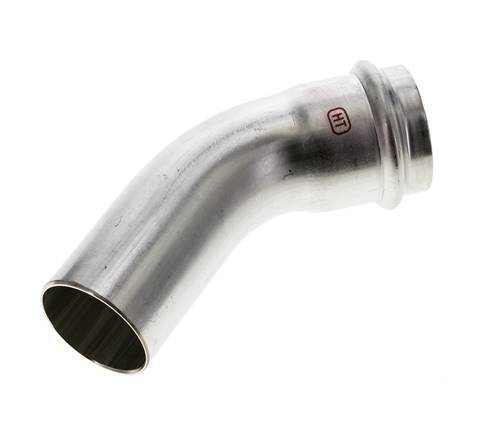 45deg Elbow Press Fitting - 42mm Female & 42mm Male - Stainless Steel
