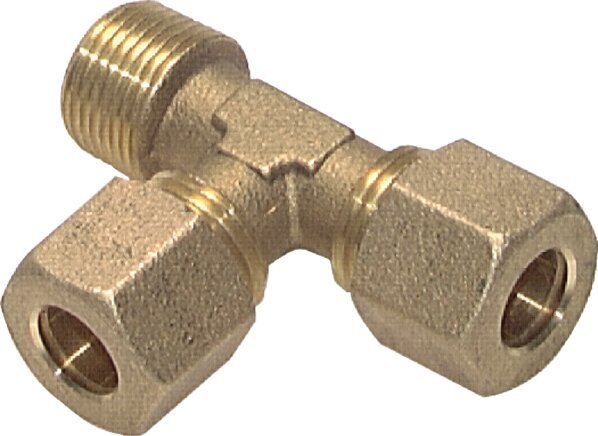 6mm & R1/8'' Brass Right Angle Tee Compression Fitting with Male Threads 150 bar DIN EN 1254-2 [2 Pieces]