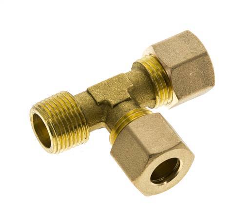 10mm & R3/8'' Brass Right Angle Tee Compression Fitting with Male Threads 95 bar DIN EN 1254-2