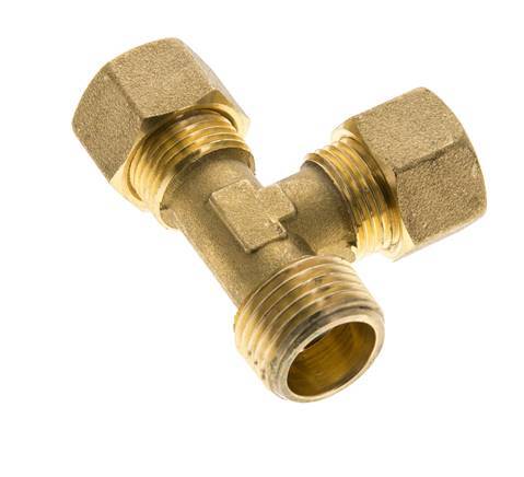 12mm & R1/2'' Brass Right Angle Tee Compression Fitting with Male Threads 75 bar DIN EN 1254-2