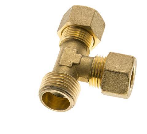 12mm & R1/2'' Brass Right Angle Tee Compression Fitting with Male Threads 75 bar DIN EN 1254-2