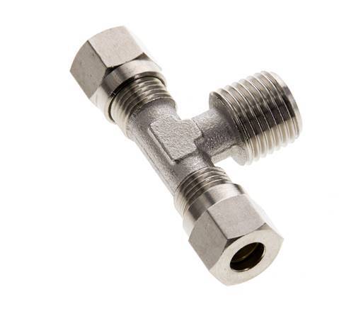 6LL & R1/4'' Nickel plated Brass T-Shape Tee Cutting Fitting with Male Threads 100 bar ISO 8434-1 [2 Pieces]