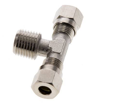 6LL & R1/4'' Nickel plated Brass T-Shape Tee Cutting Fitting with Male Threads 100 bar ISO 8434-1 [2 Pieces]