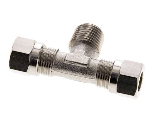 8LL & R1/4'' Nickel plated Brass T-Shape Tee Cutting Fitting with Male Threads 100 bar ISO 8434-1 [2 Pieces]