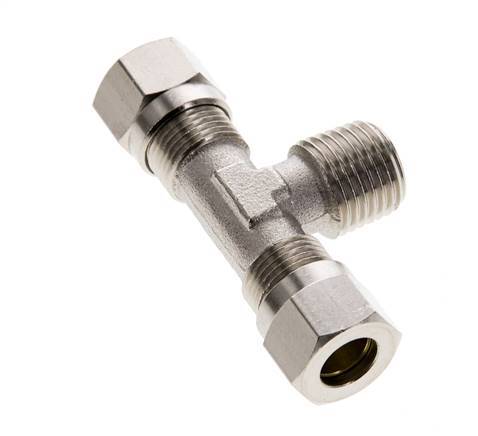 8LL & R1/4'' Nickel plated Brass T-Shape Tee Cutting Fitting with Male Threads 100 bar ISO 8434-1 [2 Pieces]