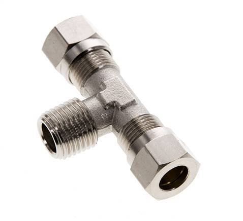 8LL & R1/4'' Nickel plated Brass T-Shape Tee Cutting Fitting with Male Threads 100 bar ISO 8434-1 [2 Pieces]