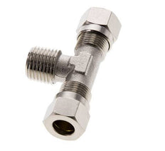 8LL & R1/4'' Nickel plated Brass T-Shape Tee Cutting Fitting with Male Threads 100 bar ISO 8434-1 [2 Pieces]