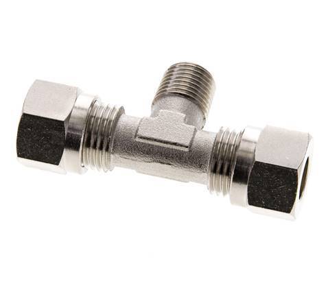 10L & R1/4'' Nickel plated Brass T-Shape Tee Cutting Fitting with Male Threads 115 bar ISO 8434-1