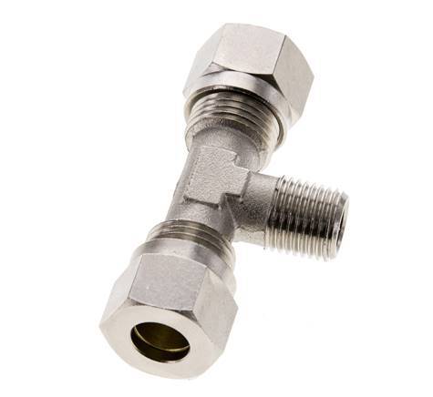 10L & R1/4'' Nickel plated Brass T-Shape Tee Cutting Fitting with Male Threads 115 bar ISO 8434-1