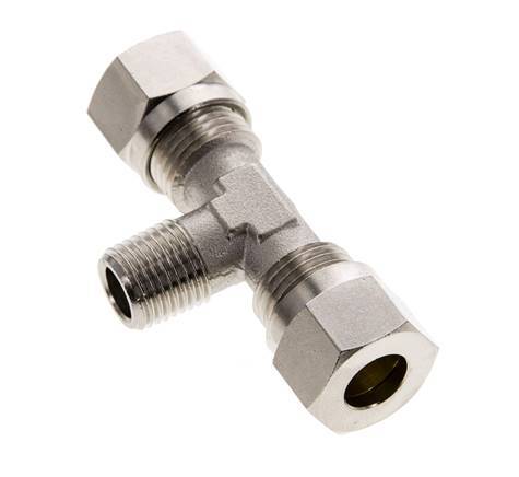 10L & R1/4'' Nickel plated Brass T-Shape Tee Cutting Fitting with Male Threads 115 bar ISO 8434-1