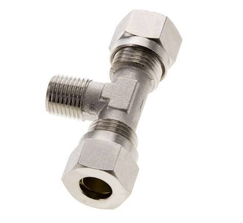 10L & R1/4'' Nickel plated Brass T-Shape Tee Cutting Fitting with Male Threads 115 bar ISO 8434-1