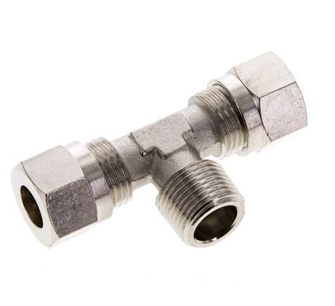 10L & R3/8'' Nickel plated Brass T-Shape Tee Cutting Fitting with Male Threads 115 bar ISO 8434-1
