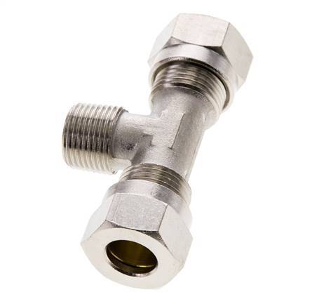 12L & R3/8'' Nickel plated Brass T-Shape Tee Cutting Fitting with Male Threads 75 bar ISO 8434-1
