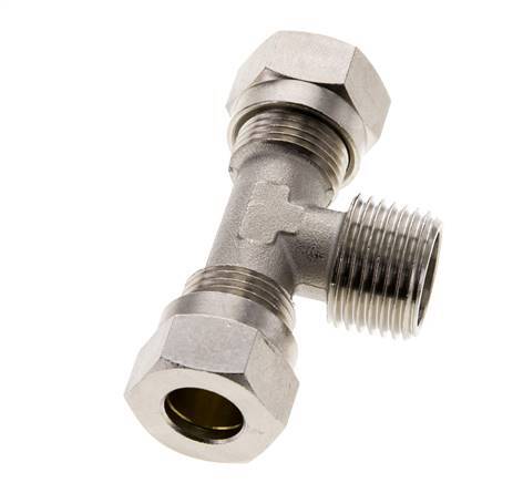 12L & R1/2'' Nickel plated Brass T-Shape Tee Cutting Fitting with Male Threads 75 bar ISO 8434-1
