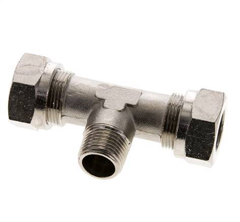 18L & R1/2'' Nickel plated Brass T-Shape Tee Cutting Fitting with Male Threads 65 bar ISO 8434-1