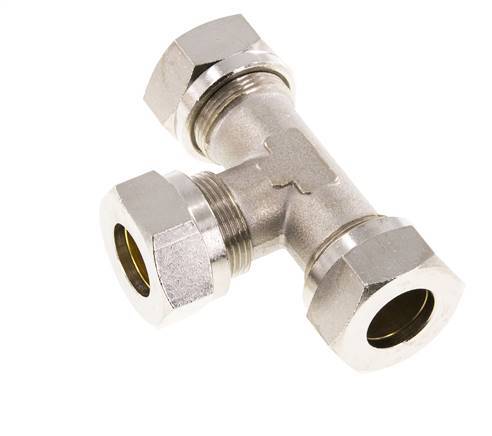 18L Nickel plated Brass T-Shape Tee Cutting Fitting 65 bar ISO 8434-1