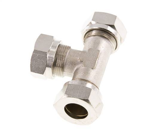 18L Nickel plated Brass T-Shape Tee Cutting Fitting 65 bar ISO 8434-1