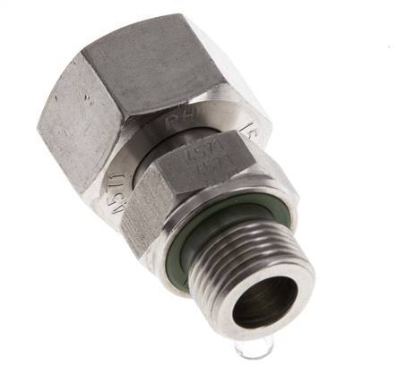 15L & G3/8'' Stainless Steel Straight Swivel with Male Threads 315 bar FKM Adjustable ISO 8434-1