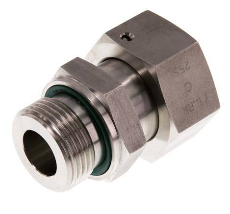 25S & G1'' Stainless Steel Straight Swivel with Male Threads 400 bar FKM O-ring Sealing Cone Adjustable ISO 8434-1