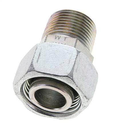 22L & 3/4'' NPT Zink plated Steel Straight Swivel with Male Threads 160 bar Adjustable ISO 8434-1